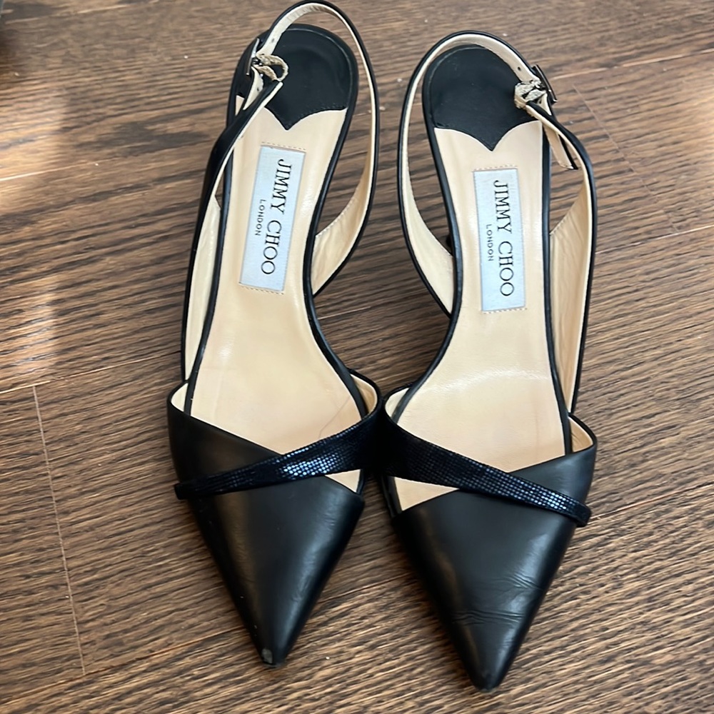 AUTH Jimmy Choo Slingback Size 7.5 Black